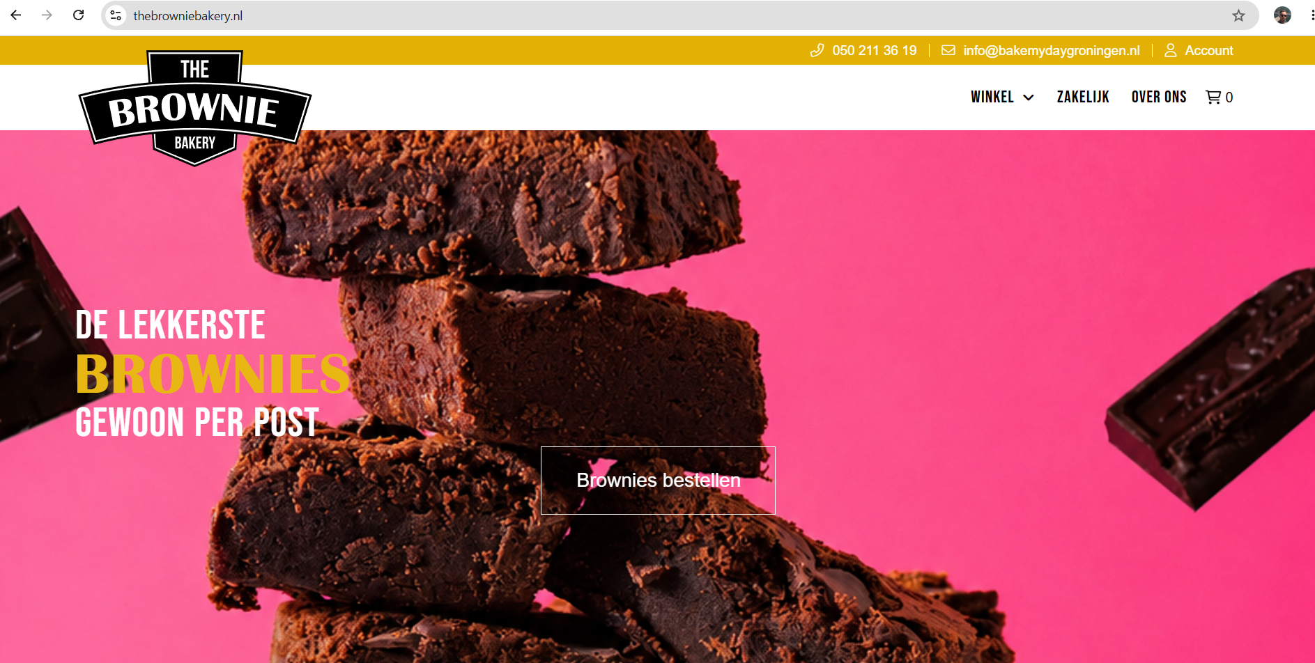 Ambachtelijke chocolade brownies vers gebakken